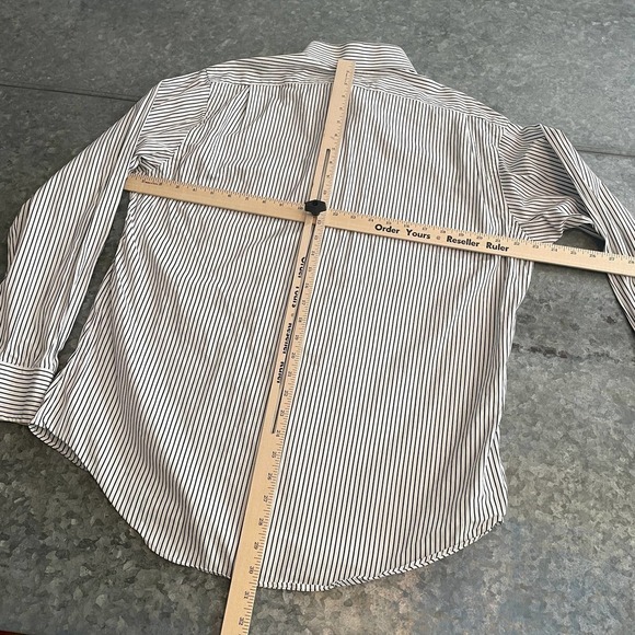 Polo Ralph Lauren Regent Custom Fit Pinstripe Button Up Shirt 16.5 White Black - Picture 8 of 10